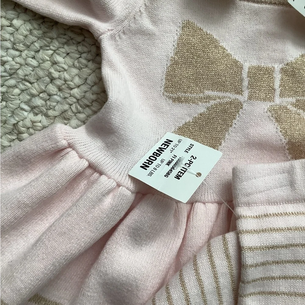 NWT First Impressions Holiday Winter Outfit Newborn Pink Gold - Picture 3 of 4